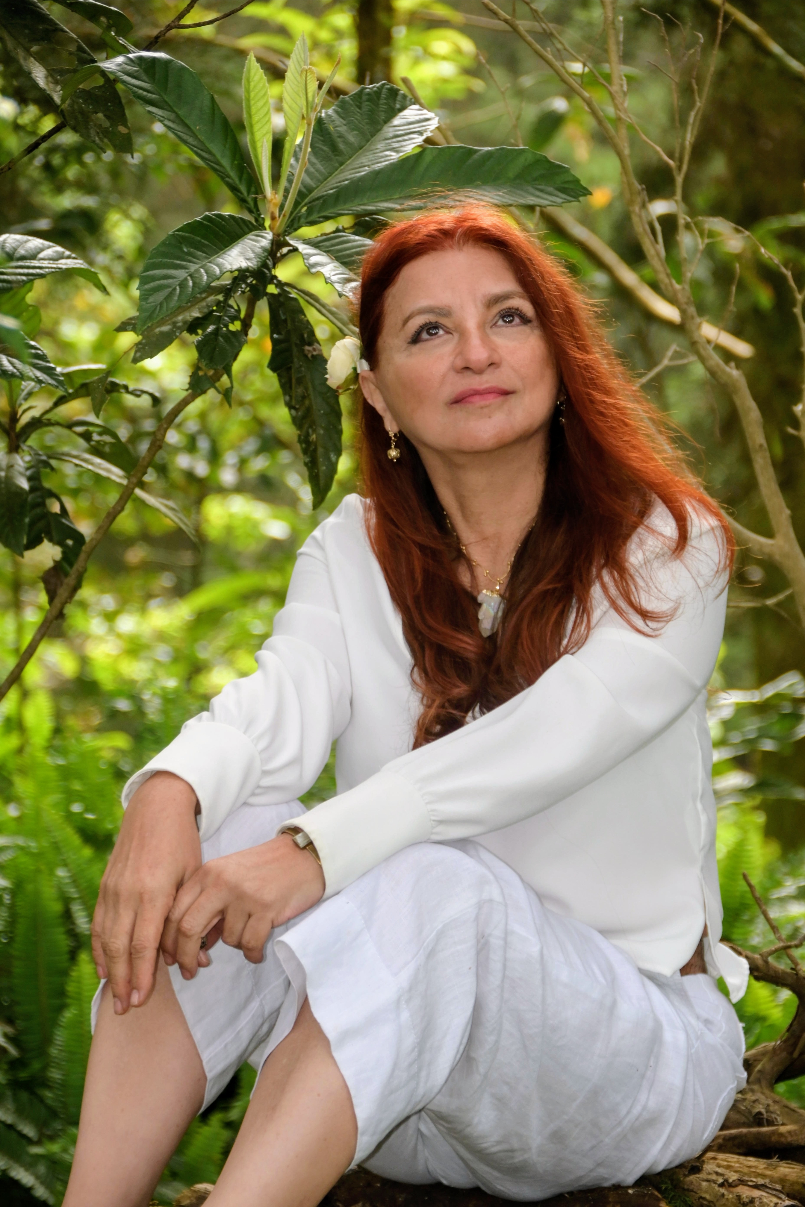 Elizabeth Dehesa in contemplative pose